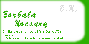 borbala mocsary business card